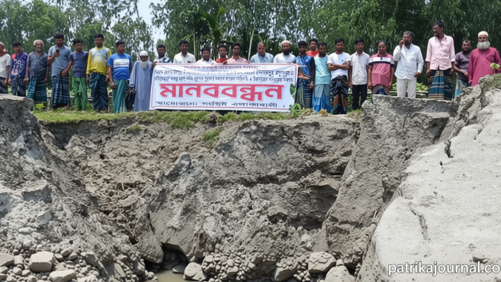 কুড়িগ্রামে নদীভাঙন রোধ ও কাজের অনিয়মের প্রতিবাদে মানববন্ধন | | বাংলাদেশ প্রতিদিন