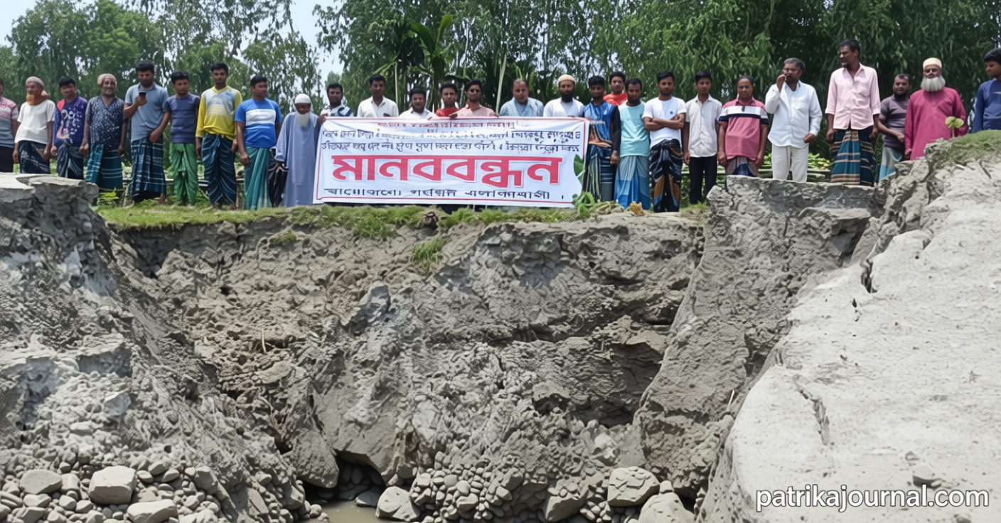 কুড়িগ্রামে নদীভাঙন রোধ ও কাজের অনিয়মের প্রতিবাদে মানববন্ধন | | বাংলাদেশ প্রতিদিন